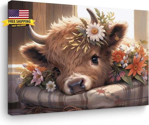 Cute cow decor - cute, floral
